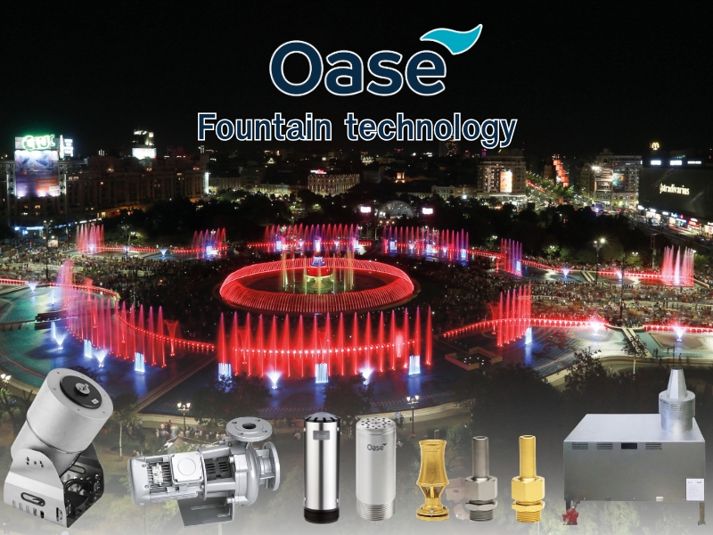 Oase Fountain Technology เป็นเทคโนโลยีที่พัฒนามาเพื่อสร้างสรรค์น้ำพุหลากหลายรูปแบบ ตั้งแต่ขนาดเล็กไปจนถึงขนาดใหญ่ โดยมีจุดเด่นอยู่ที่ความหลากหลายของดีไซน์ ความแม่นยำในการควบคุม และความน่าเชื่อถือ ซึ่งทำให้ Oase เป็นผู้นำในวงการน้ำพุระดับโลก